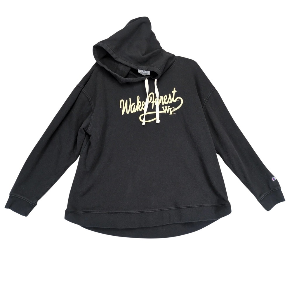 Champion Wake Forest University Black Hoodie Womens XL NCAA Embroidered Logo NC